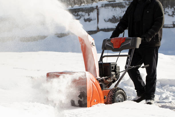 istock A portable snow blower powered by gasoline. 1472850486