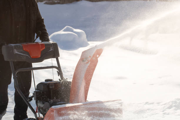 istock A portable snow blower powered by gasoline. 1472851090