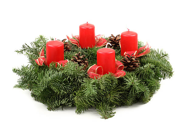 рождественский венок - advent wreath candle christmas стоковые фото и изображения