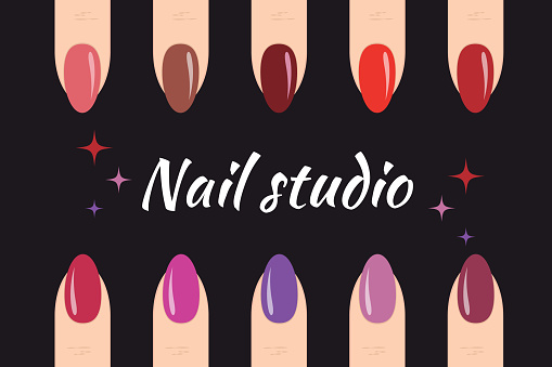 Nail Polish Palette Isolated On Black Background Nail Salon Logo