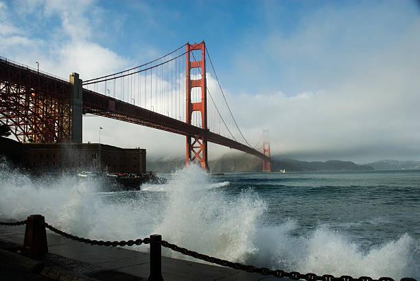 Golden Gate Bridge and Surf stock photo