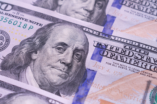 Benjamin Franklin's Portrait in High-Definition: A Close-Up of the 100 Bill