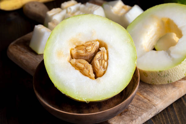 istock Ripe sweet melon pulp divided into small pieces 1472861777