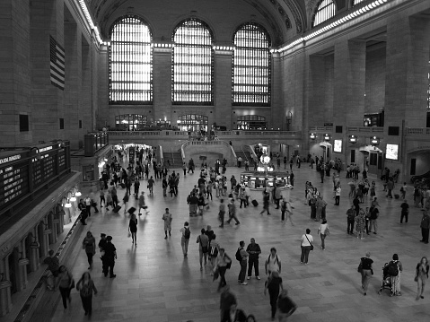 New York - The Central Station crowded - Black and White