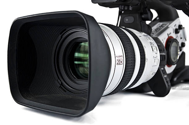 istock Closeup of video camera against white background 147286687
