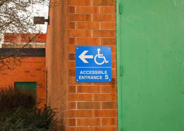 istock Handicap sign showing reserved street parking symbolizing disability and mobility problems showing accessibility and safety 1472868289
