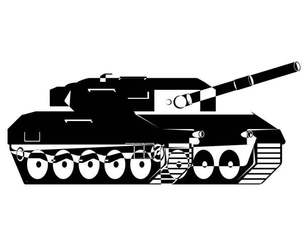 main battle tank in abstract. german military vehicle leopard 2. - leopard tank 幅插畫檔、美工圖案、卡通及圖標