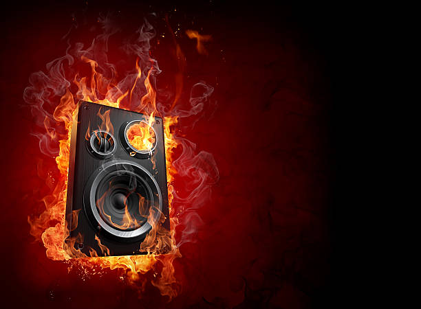 Burning speaker stock photo