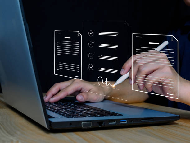 istock Asian man using pen in electronic signature 1472884661