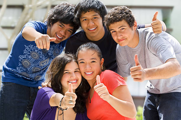 istock Teenagers posing outside school 147288772