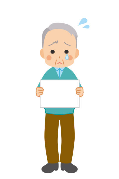 Old Man with Message Board Clip art of a old man holding a message board. clip art of a old man crying stock illustrations