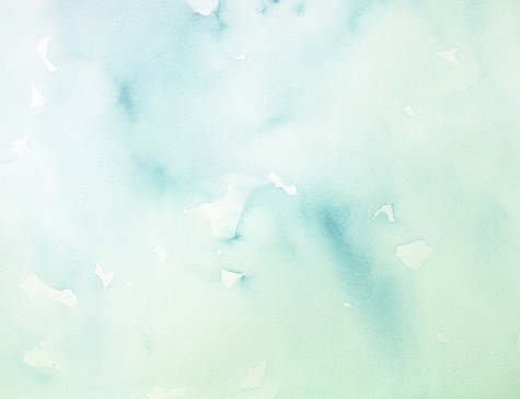 Green soft watercolor background on white watercolor paper. My own work.