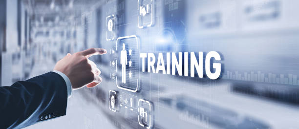 istock Trainning concept. Businessman pressing on touch screen interface inscription 1472897249