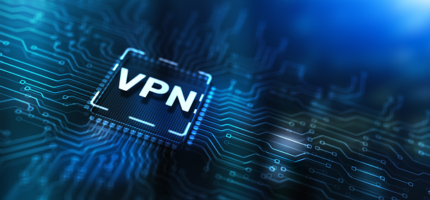 Virtual private network VPN on Gears Server Background.