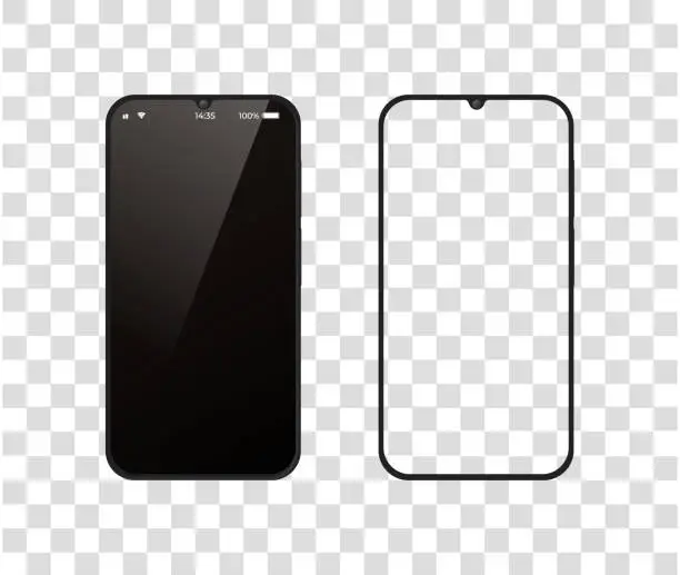 Vector illustration of Black White 3D Smooth Blur Template Wallpaper Set On Mobile Phone Screen stock illustration