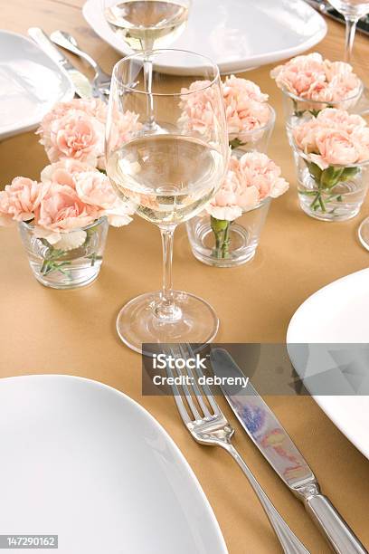 Table Setting With Flowers Stock Photo - Download Image Now - Bright, Carnation - Flower, Flower