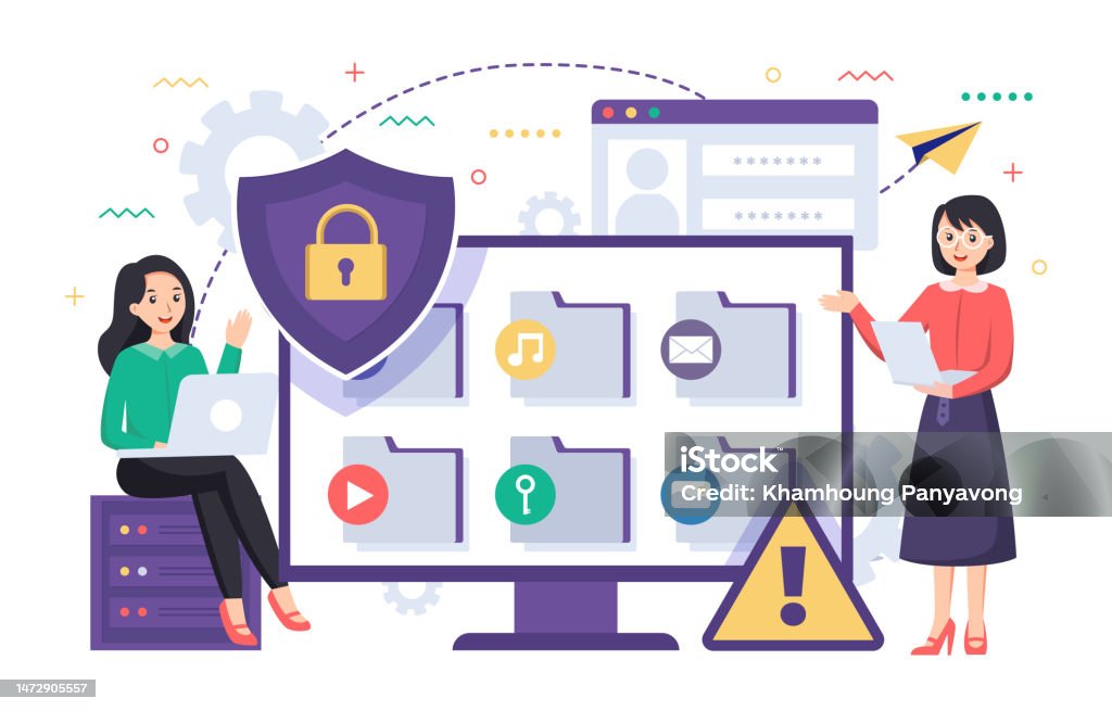 Digital Data Protection Design Vector Cyber Security Illustration ...