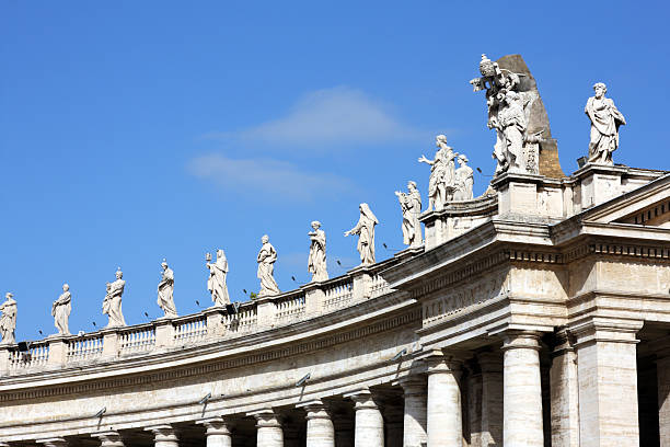 st.peters katedra kolumnada w watykanie - statue architecture st peters basilica vatican zdjęcia i obrazy z banku zdjęć