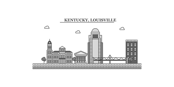 United States, Louisville city isolated skyline vector illustration, travel landmark
