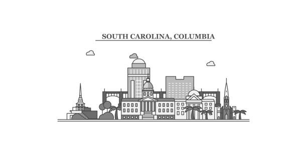 アメリカ合衆国、�コロンビア市のスカイライン分離型ベクターイラスト、アイコン - columbia north carolina点のイラスト素材／クリップアート素材／マンガ素材／アイコン素材