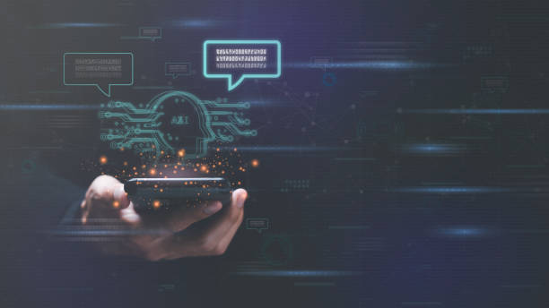 istock Smart phone in hands of a businessman ,artificial intelligence ,Communication and interaction with technology ,Big data collection to process results ,Chatbot Chat with AI ,A.I. ,robot application 1472912410