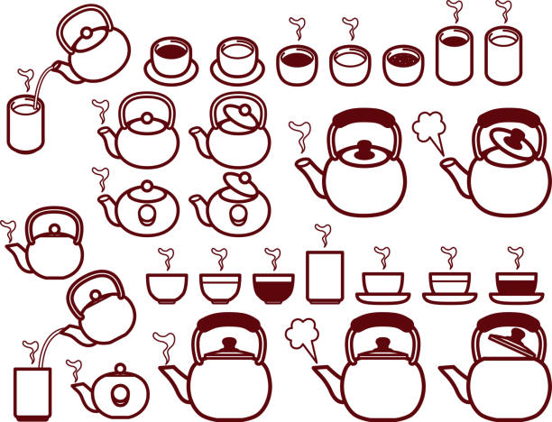 warmwasser nur l - japanese tea cup stock-grafiken, -clipart, -cartoons und -symbole
