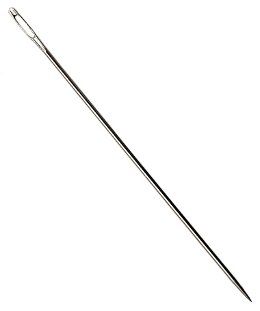 Steel sewing needle isolated on white background