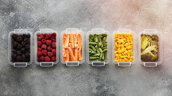 Flat lay arrangement of frozen food