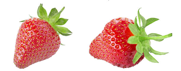 istock Two ripe strawberries. Isolated on a white background. 1472920061