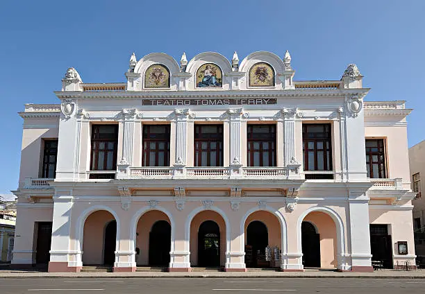 Old colonial architecture of the famous Tomas Terry Theater in Cienfuegos, Cuba