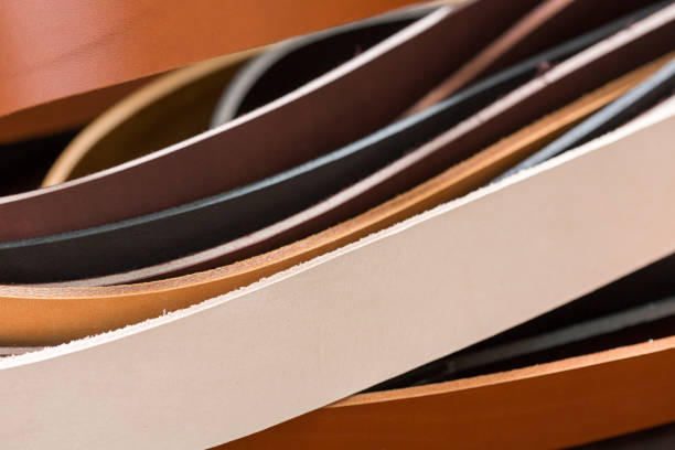 Close up of artificial leather variety shades of colors horizontal. High resolution photo.