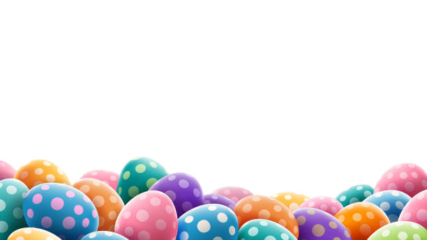 osterhintergrund mit bunten eiern - eggs stock-grafiken, -clipart, -cartoons und -symbole