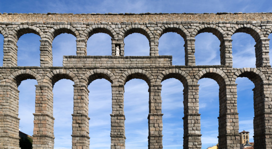 The Aqueduct of Segovia (or more precisely, the aqueduct bridge) is one of the most significant and best-preserved monuments left by the Romans on the Iberian Peninsula. It is among the most important symbols of Segovia, as is evidenced by its presence on the city's coat of arms.