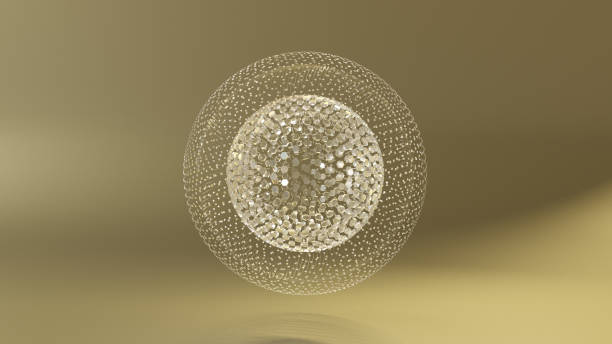 istock Abstract geometric patterns with spheres constitute the futuristic background 1472927342
