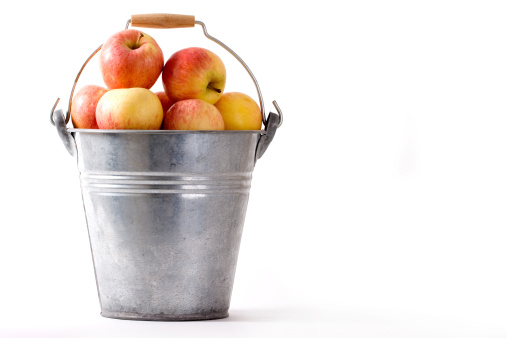 Bucket full of fresh apples.