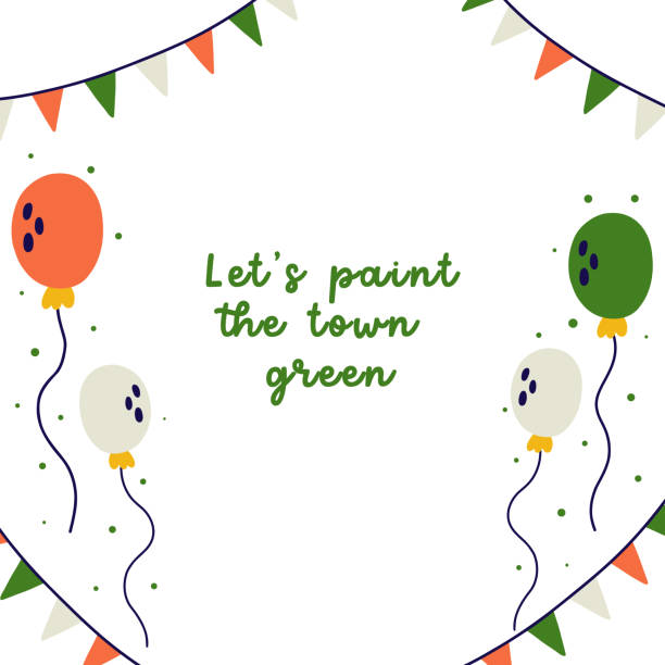 Saint Patrick's Day vector background border celebration concept balloons irish flags and typography Saint Patrick's Day vector background border celebration concept balloons irish flags and typography. Flat wallpaper design irish birthday blessing stock illustrations