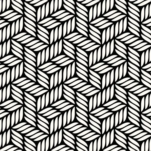 Vector illustration of Vector seamless pattern, leaf like shapes in symmetric 3d cube pattern