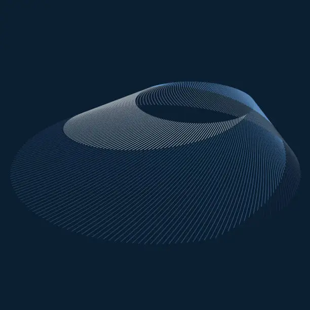 Vector illustration of 3D cone shape of dual blue spiral lines