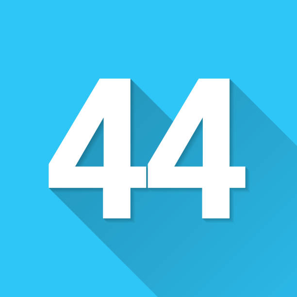 istock 44 - Number Forty-four. Icon on blue background - Flat Design with Long Shadow 1472930956