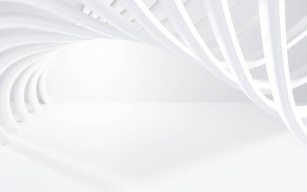 istock 3D abstract white and gray color, modern design background with geometric round shape. 3D render illustration. 1472933726