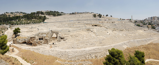 Panorama of old Jerusalem, Mount of Olives and Kidron Valley