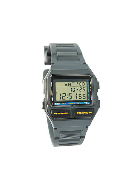 istock A digital wristwatch with a gray band 147293679