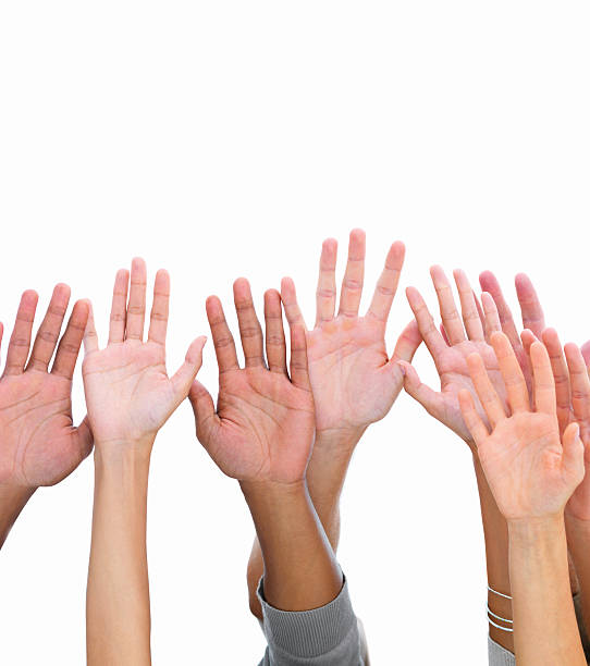 istock Close-up of human hands against white background 147293693