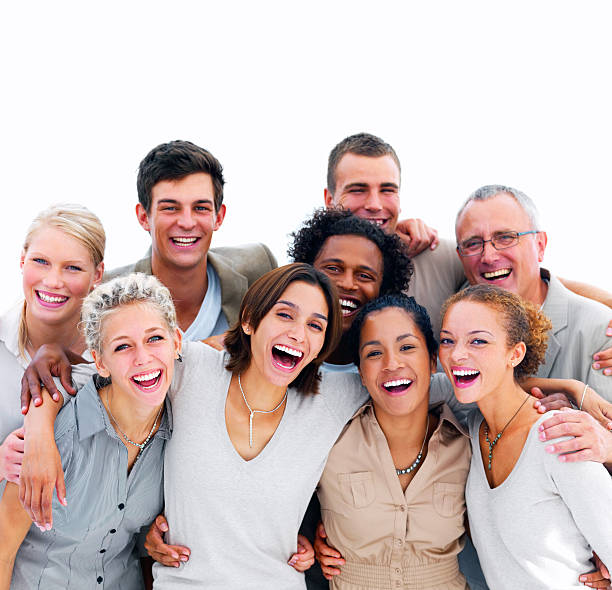 istock Excited young business people against white background 147293728