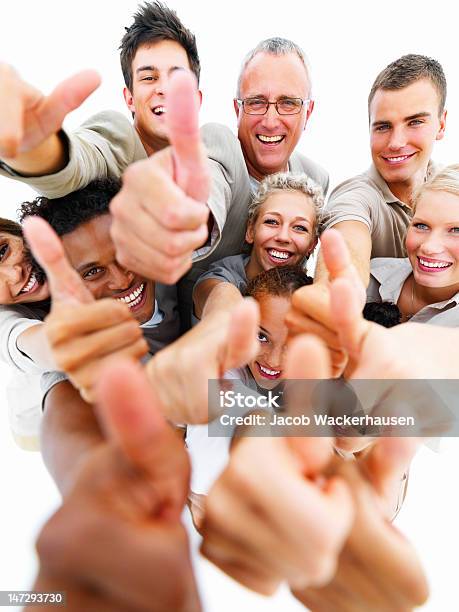Happy Business People Showing Thumbs Up Stock Photo - Download Image Now - Thumbs Up, Leadership, Group Of People