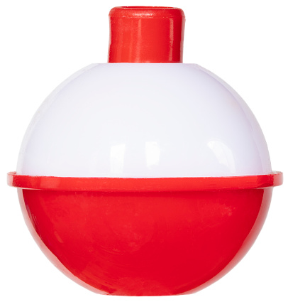 Red and white fishing bobber isoilated on a white background