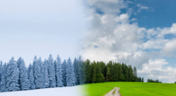 istock Season change from winter to summer in a landscape 1472940838