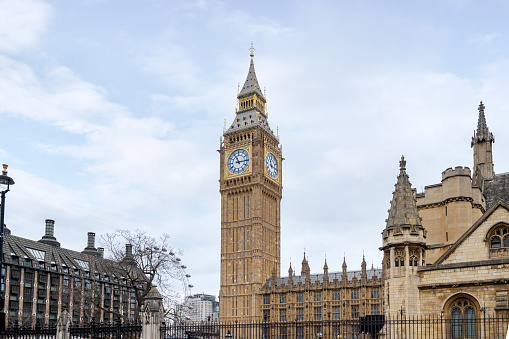 London, UK - February 12, 2023: Houses of the British Parliament and Big Ben, London