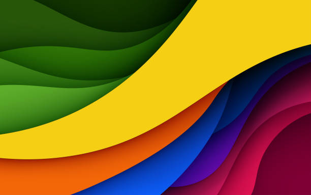 istock multi colored abstract red orange green purple yellow colorful dynamic wavy papercut overlap layers background. eps10 vector 1472941760
