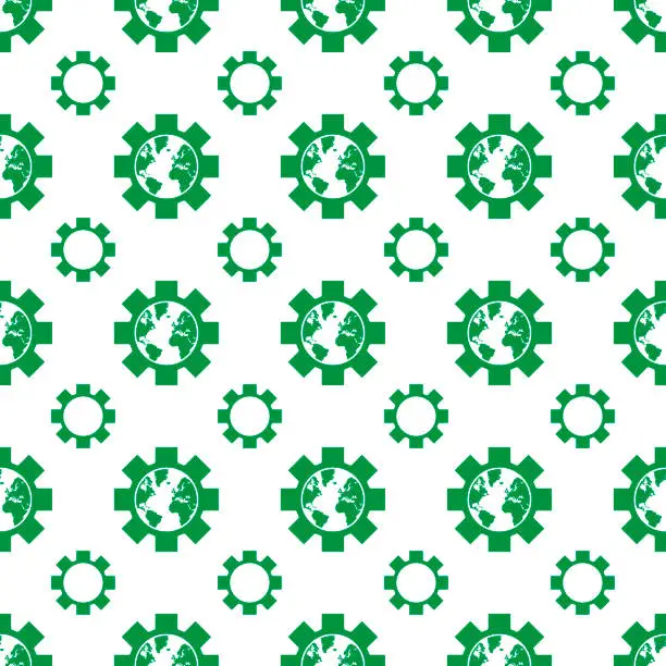 Vector illustration of Ecology gear pattern. Green world with eco friendly concept idea.